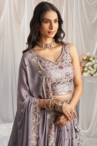 Embroidered Georgette Dusty Mauve Flared Style Lehenga