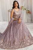 Embroidered Georgette Dusty Mauve Flared Style Lehenga
