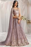 Embroidered Georgette Dusty Mauve Flared Style Lehenga