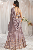 Embroidered Georgette Dusty Mauve Flared Style Lehenga