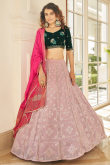 Georgette Dusty Pink Sangeet Lehenga with Sequins embroidery