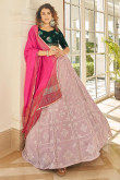 Georgette Dusty Pink Sangeet Lehenga with Sequins embroidery