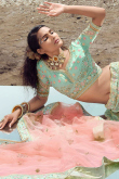 Mint Green Georgette A Line Lehenga with Resham embroidery