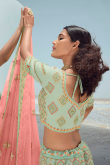 Mint Green A Line Georgette Lehenga for Bridesmaid 