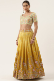 Georgette Lehenga in Mustard Yellow colour for Wedding 