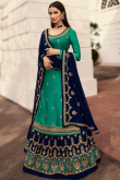 Embroidered Georgette Navy Blue Indian Wedding Lehenga Choli for Wedding & Party