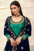 Embroidered Georgette Navy Blue Indian Wedding Lehenga Choli for Wedding & Party