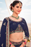 Embroidered Georgette Navy Blue Lehenga