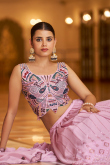 Georgette Pastel Pink Resham Embroidered Wedding Wear Lehenga