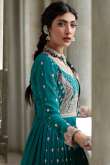 Embroidered Georgette Peacock Blue Lehenga with Choli