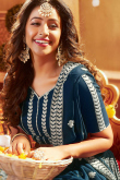 Georgette Prussian Blue Resham Embroidered Wedding Wear Lehenga