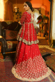Embroidered Georgette Red Trail Cut Bridal Lehenga