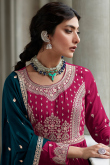 A Line Lehenga in Georgette Teal Blue for Wedding 