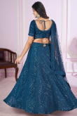Embroidered Georgette Teal Blue Panelled Style Lehenga