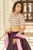 Wine Maroon Party Wear Resham Embroidered Lehenga in Georgette