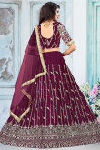 Wine Maroon Georgette Lehenga for Sangeet with Resham embroidery