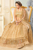 Gold Sangeet Sequins Embroidered Lehenga in Net