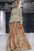 Dabka Work Party Wear Lehenga in Gold Silk