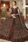 Embroidered Grape Purple Net Anarkali Suit With Skirt