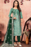 Embroidered Jacquard Light Green Churidar Suit
