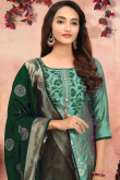Embroidered Jacquard Light Green Churidar Suit