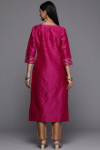 Embroidered Jacquard Magenta Pink Kurti