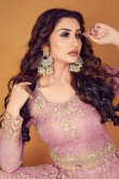Embroidered Light Pink Anarkali Suit With Bangalori Silk Lehenga for Wedding & Party