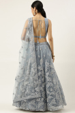Embroidered Light Grey Net A Line Lehenga