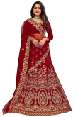 Embroidered Light Maroon Velvet A Line Lehenga