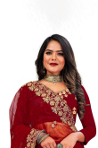 Embroidered Light Maroon Velvet A Line Lehenga