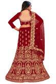 Embroidered Light Maroon Velvet A Line Lehenga