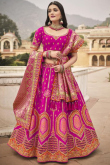 Embroidered Magenta Pink Silk Fancy Lehenga