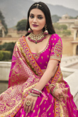 Embroidered Magenta Pink Silk Fancy Lehenga