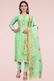 Embroidered Mint Green Chanderi Churidar Churidar Suit