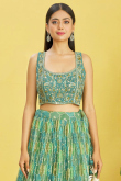Embroidered Multi-Color Print Organza Lehenga 