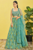 Embroidered Multi-Color Print Organza Lehenga 