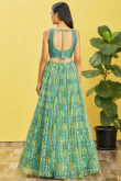Embroidered Multi-Color Print Organza Lehenga 