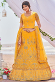 Embroidered Mustard Yellow Net A Line Lehenga