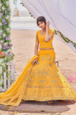 Embroidered Mustard Yellow Net A Line Lehenga