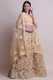 Embroidered Net Beige Lehenga with Resham Thread Work
