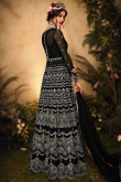 Black Anarkali with Churidar Net Pakistani Suit for Wedding 