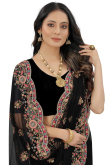 Stone Work Party Wear Saree in Black Net