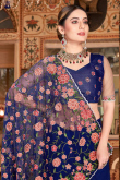 Embroidered Net Blue Saree