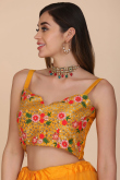 Embroidered Net Carrot Orange Lehenga