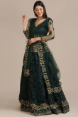 Embroidered Net Dark Green Lehenga for Wedding & Party