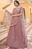  Embroidered Net Dusty Mauve Lehenga
