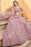  Embroidered Net Dusty Mauve Lehenga
