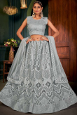Embroidered Net Fancy Lehenga In Grey