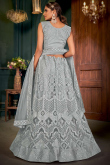 Embroidered Net Fancy Lehenga In Grey