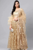 Net Lehenga with Sequins Embroidery in Gold for Sangeet